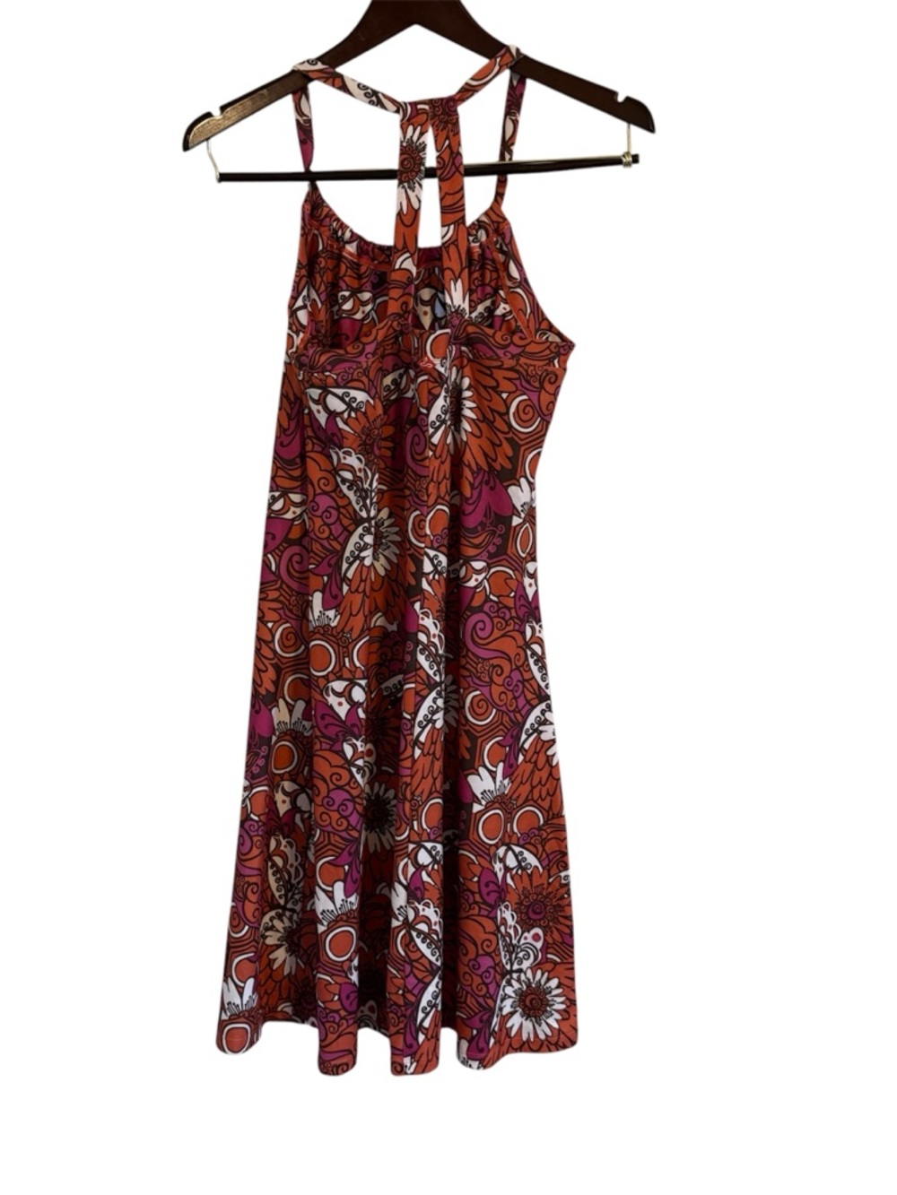 Prana Floral Sundress in Orange & Pink Size Large Built in bra no padding - Picture 2 of 8